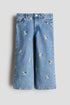 Printed Wide Leg Jeans - 3Y
