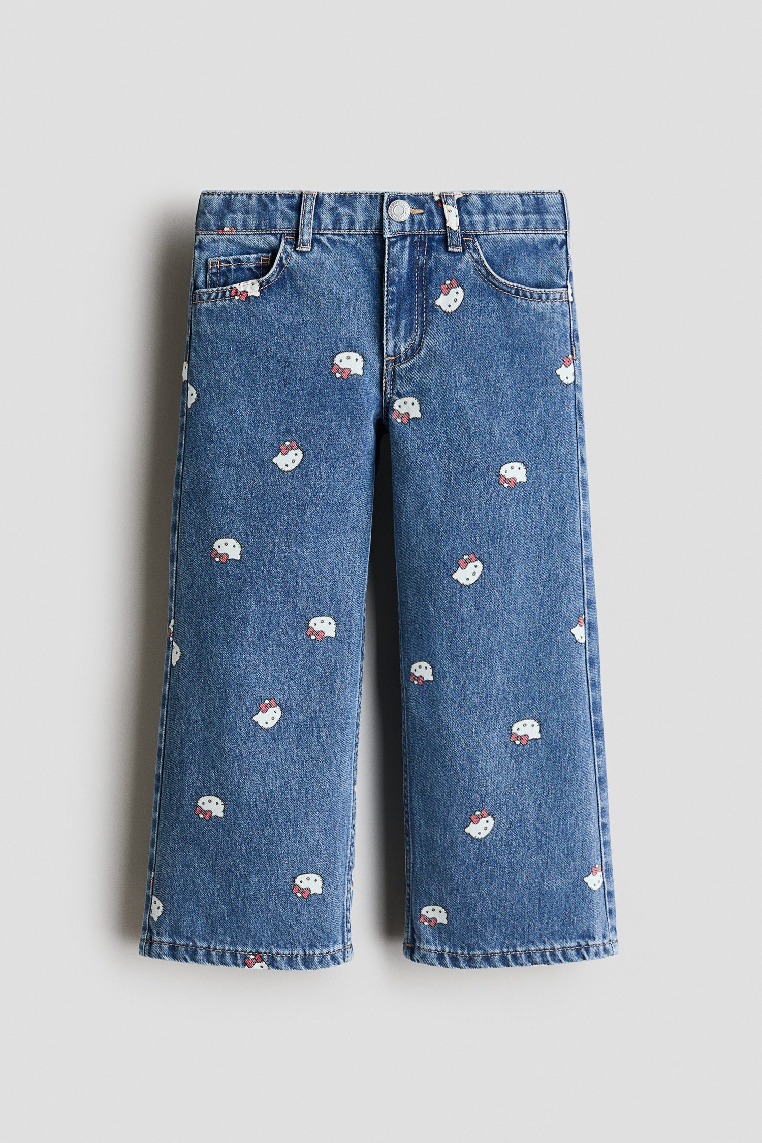 Printed Wide Leg Jeans - Blue Hello Kitty 0 / 1.5-2 Years