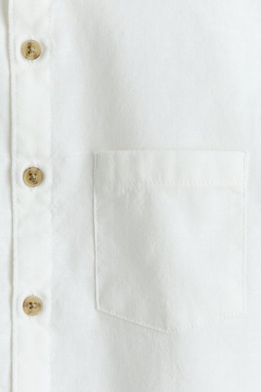 Linen-blend grandad shirt