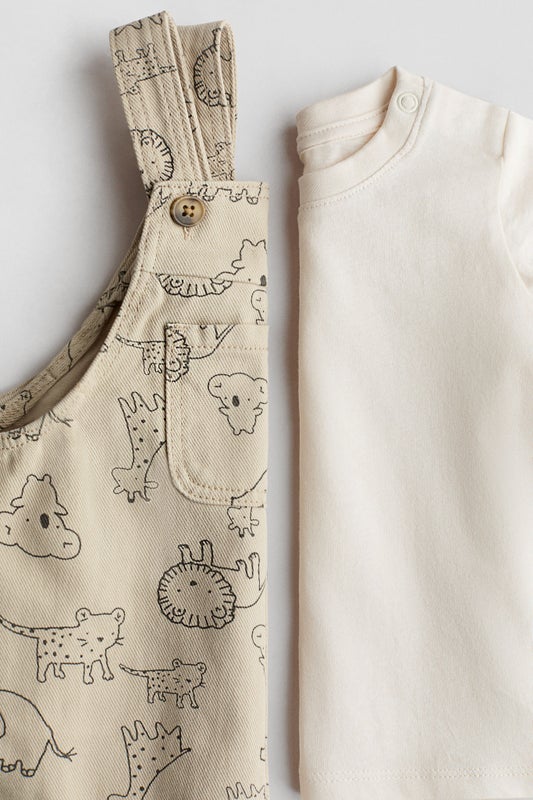 2-piece dungarees and top set
