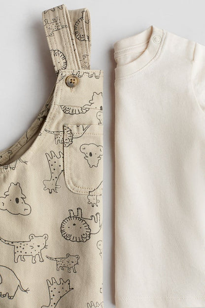 2-piece dungarees and top set