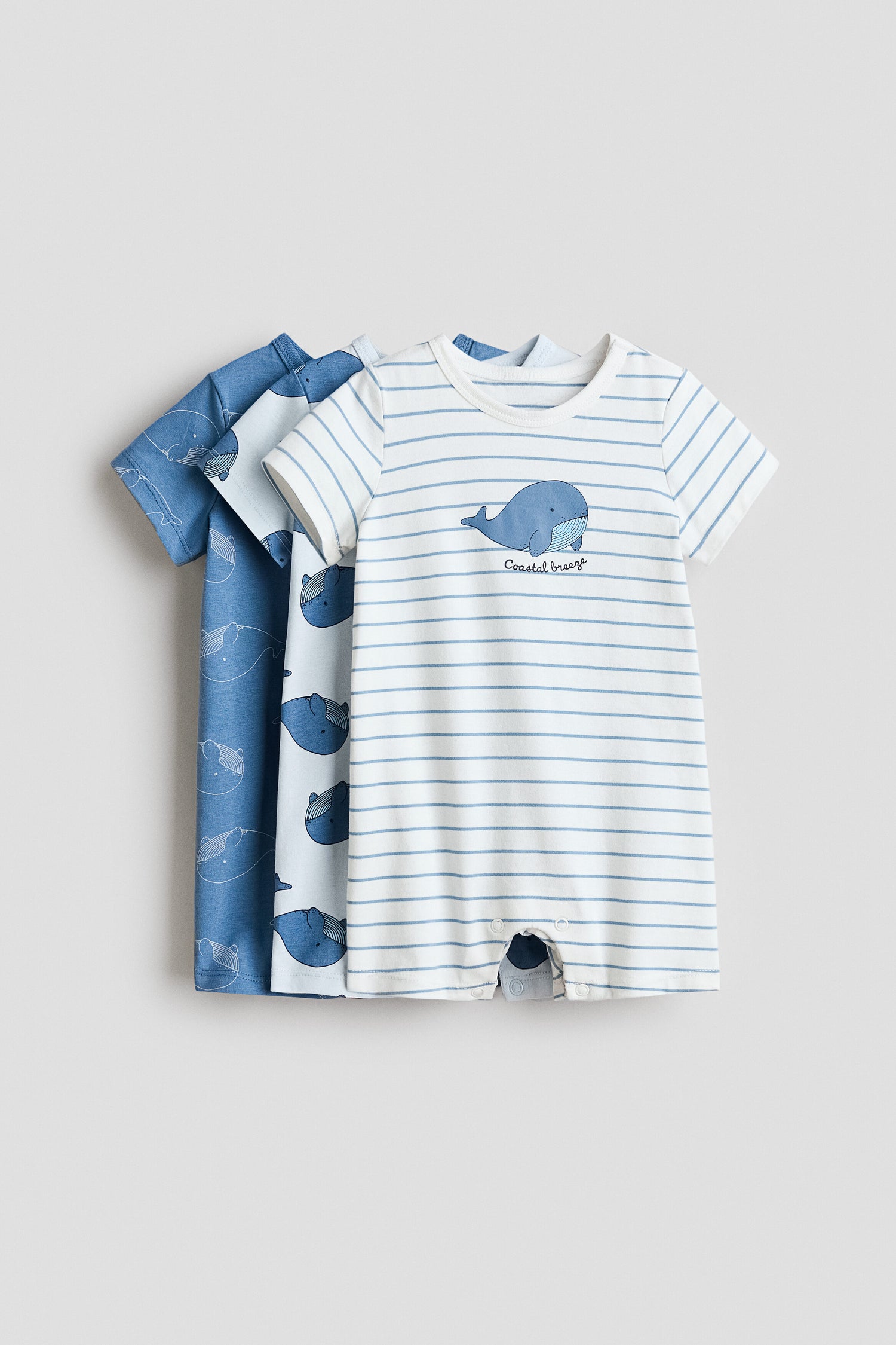 3-pack short sleepsuits