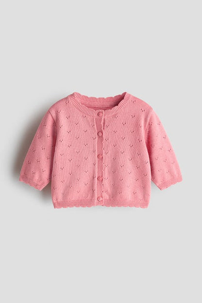 Cotton pointelle cardigan