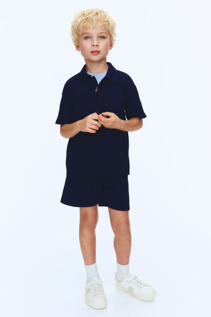 2-piece textured jersey set - Blue / 9-10 Years
