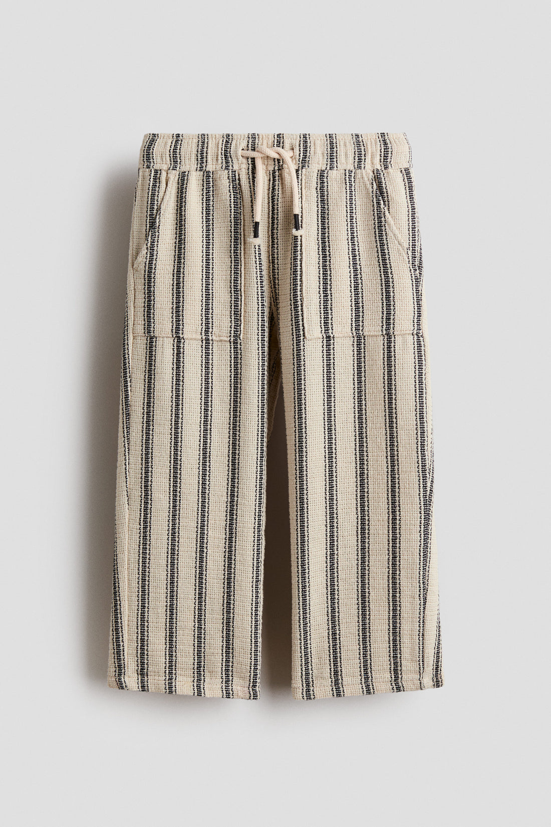 Textured pull-on trousers - Light Beige Striped / 1.5-2 Years