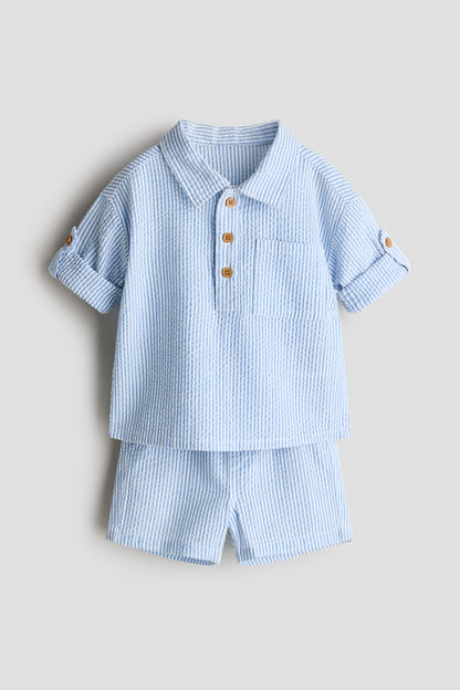 2-piece cotton seersucker set - 12M