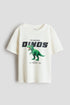 Printed cotton T-shirt - Cream Dinosaur / 1.5-2 Years