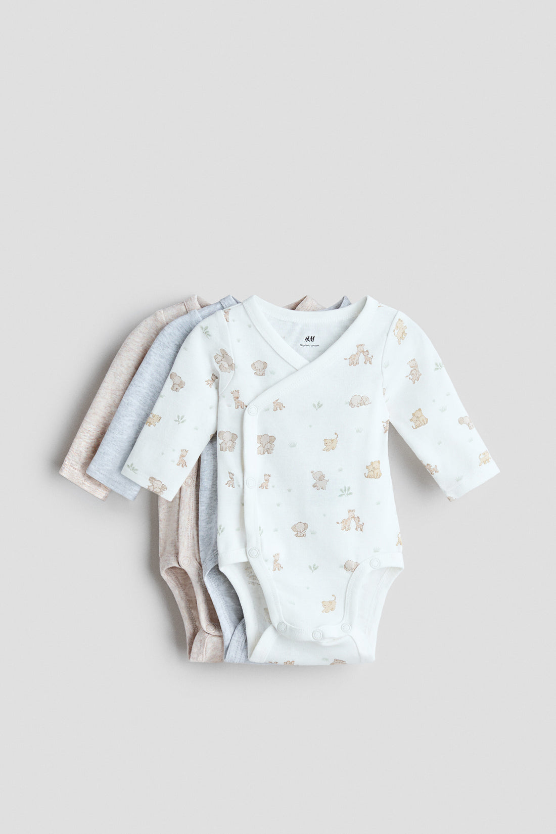 3-pack wrapover bodysuits - White Animals 0 / 4-6 Months