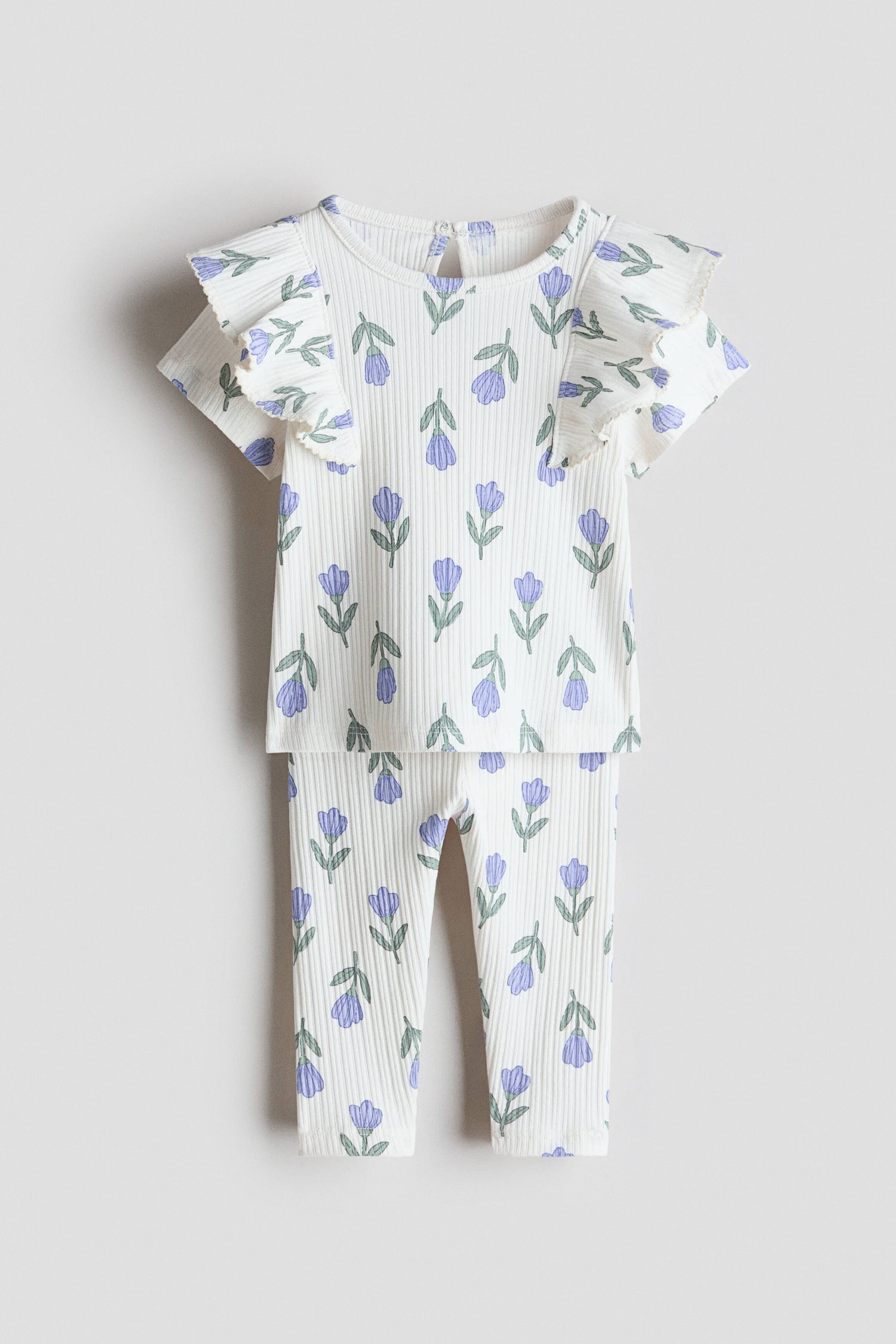 2-piece printed cotton set - White Floral 0 / 1.5-2 Years