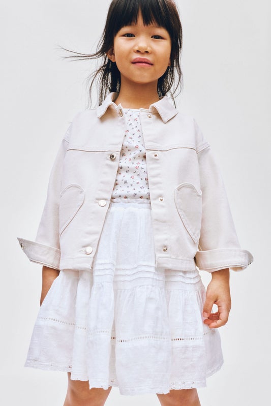 Pintucked cotton skirt