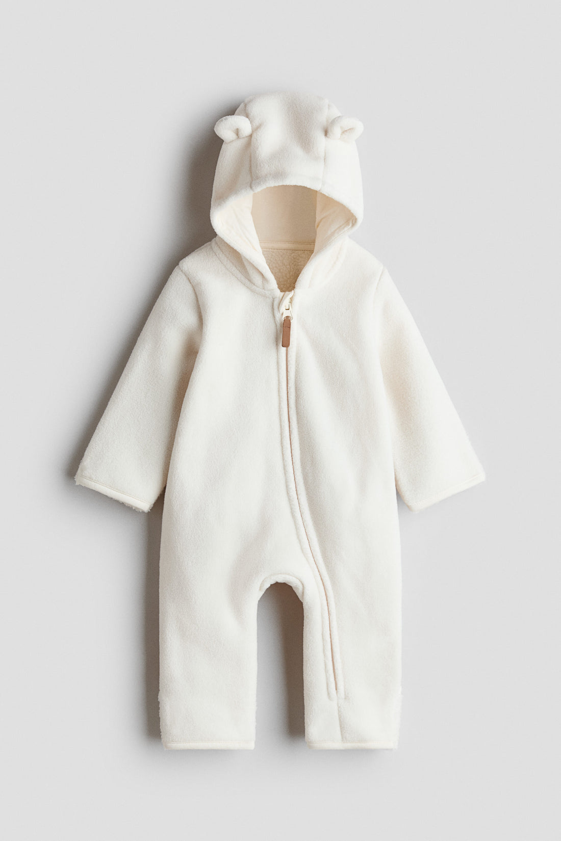 Hooded fleece all-in-one suit - Cream 1 / 4-6 Months