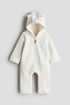 Hooded fleece all-in-one suit - Cream 1 / 4-6 Months