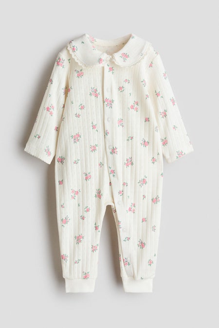 Collared cotton sleepsuit