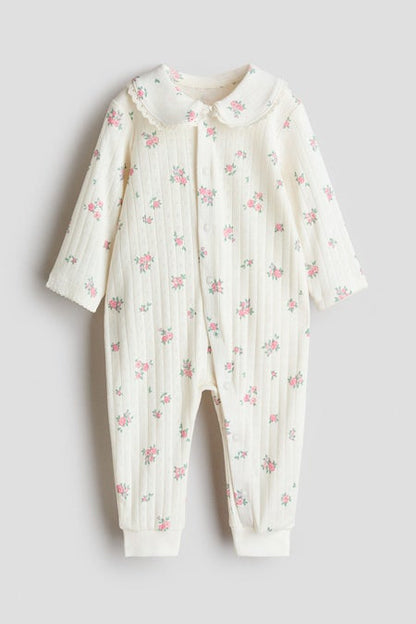 Collared cotton sleepsuit