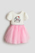 Printed tulle-skirt dress - Cream Hello Kitty / 8-10 Years