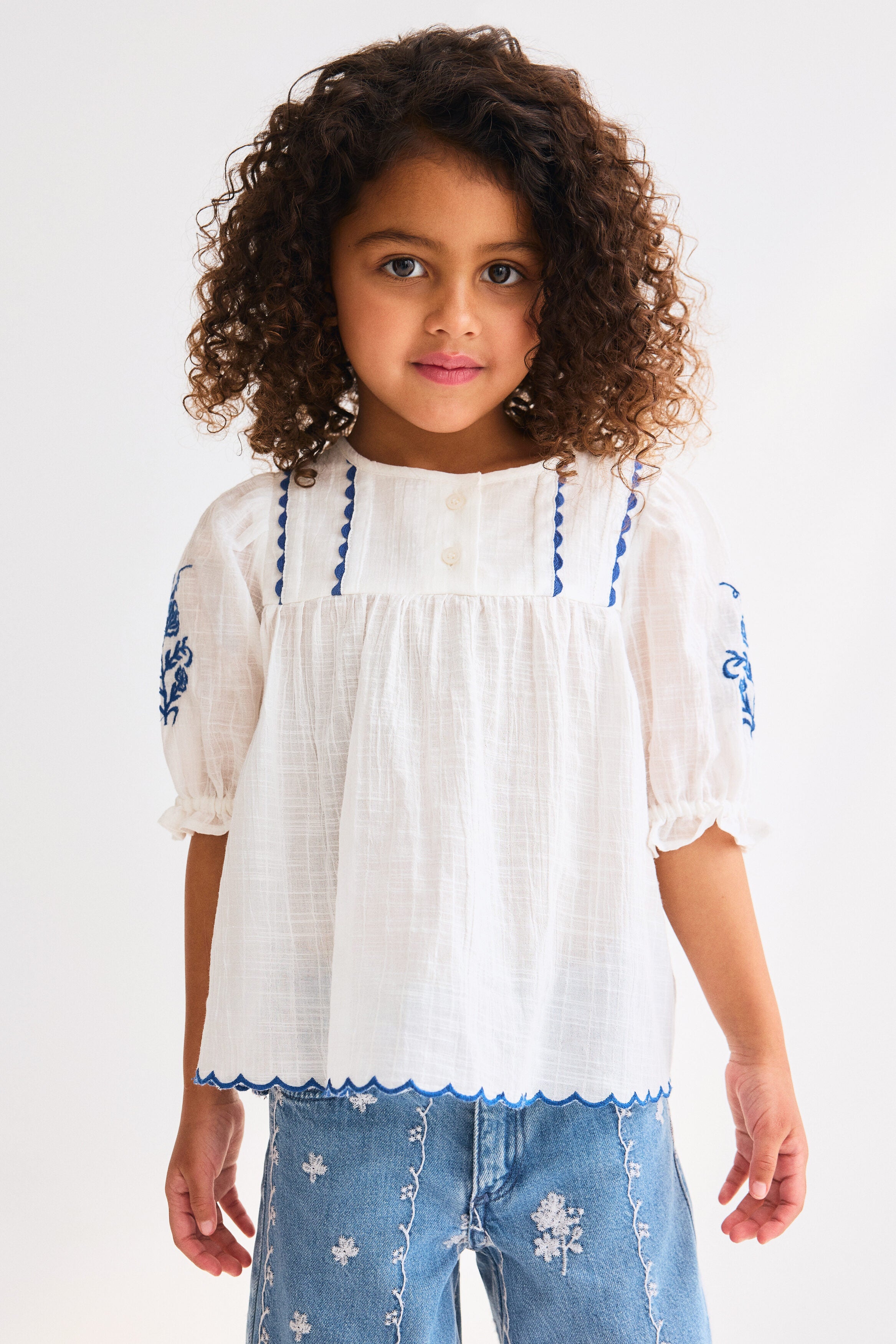 Embroidered cotton blouse - White 4 / 1.5-2 Years