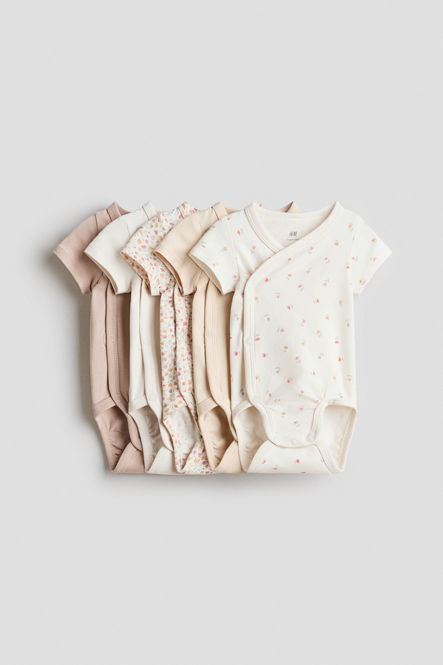 5-pack cotton bodysuits - Light Dusty Pink Floral / 4-6 Months