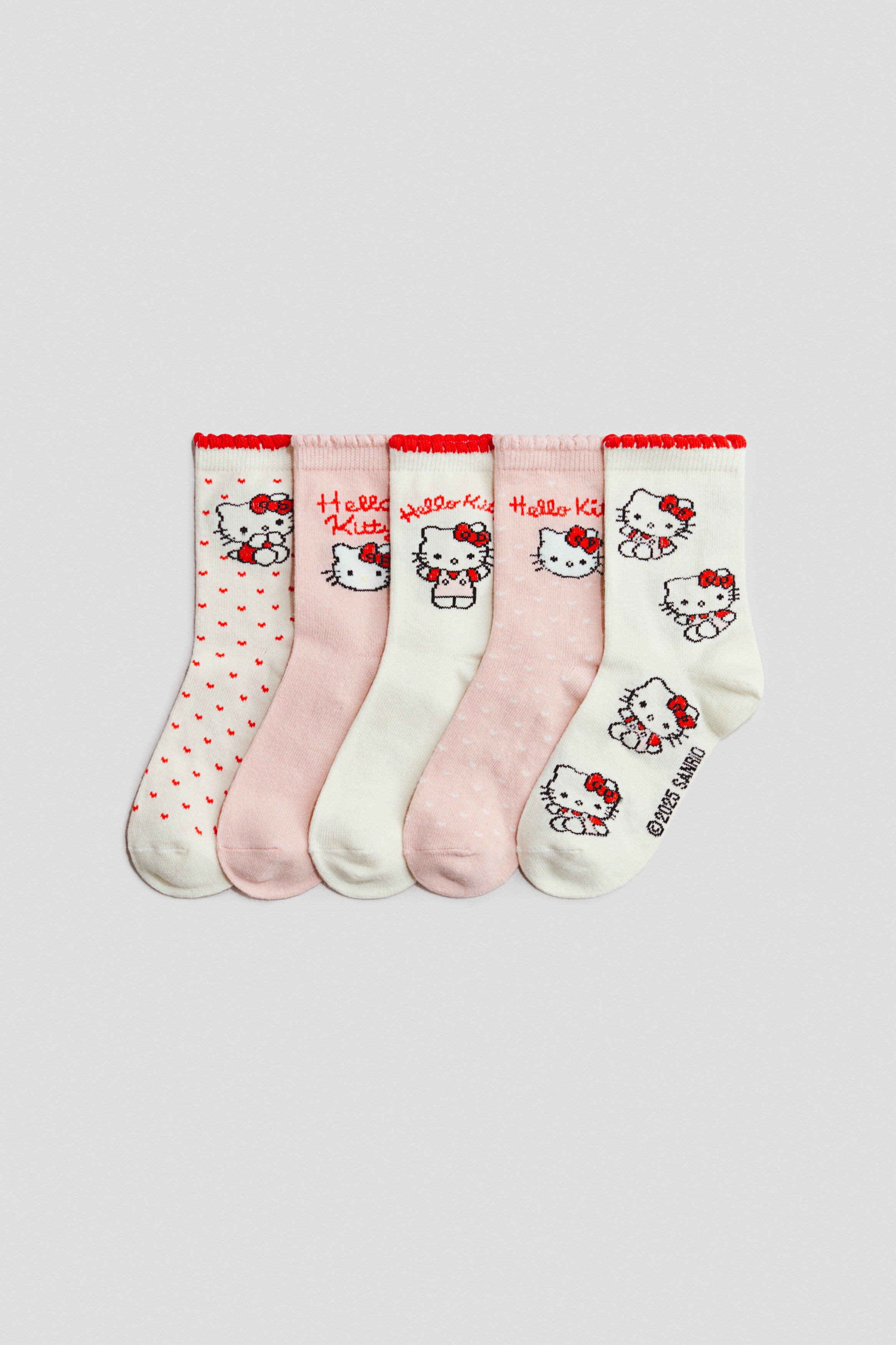 5-pack motif-detail socks - White Hello Kitty / 1.5-3.5