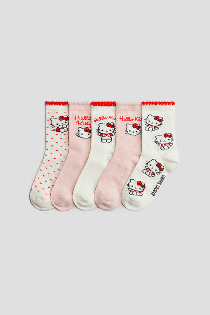 5-pack motif-detail socks - White Hello Kitty / 1.5-3.5