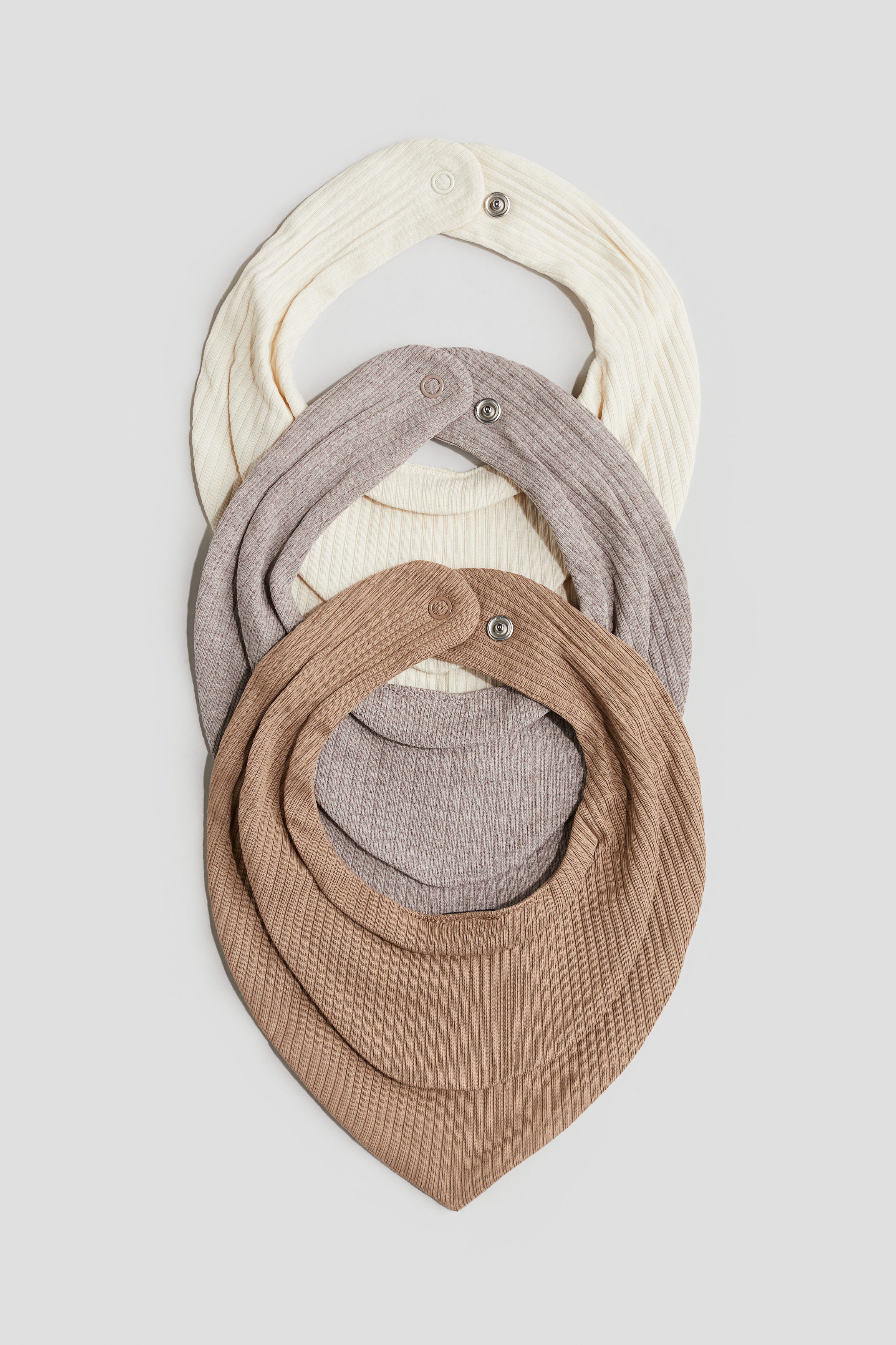 3-pack ribbed triangular scarves - White Greige Marl