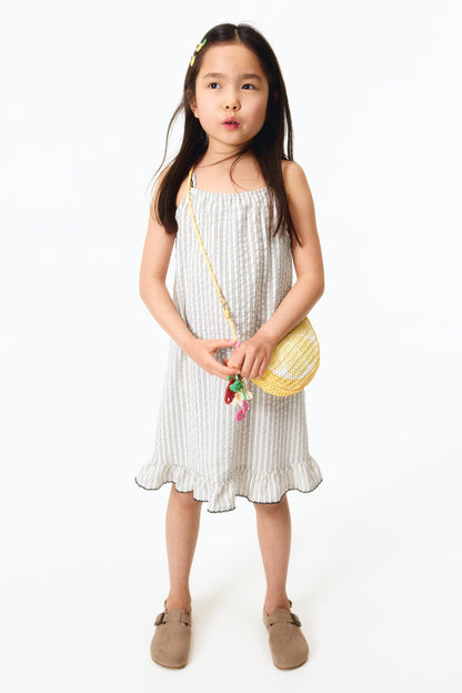 Flounced strappy dress - White Striped / 9-10 Years