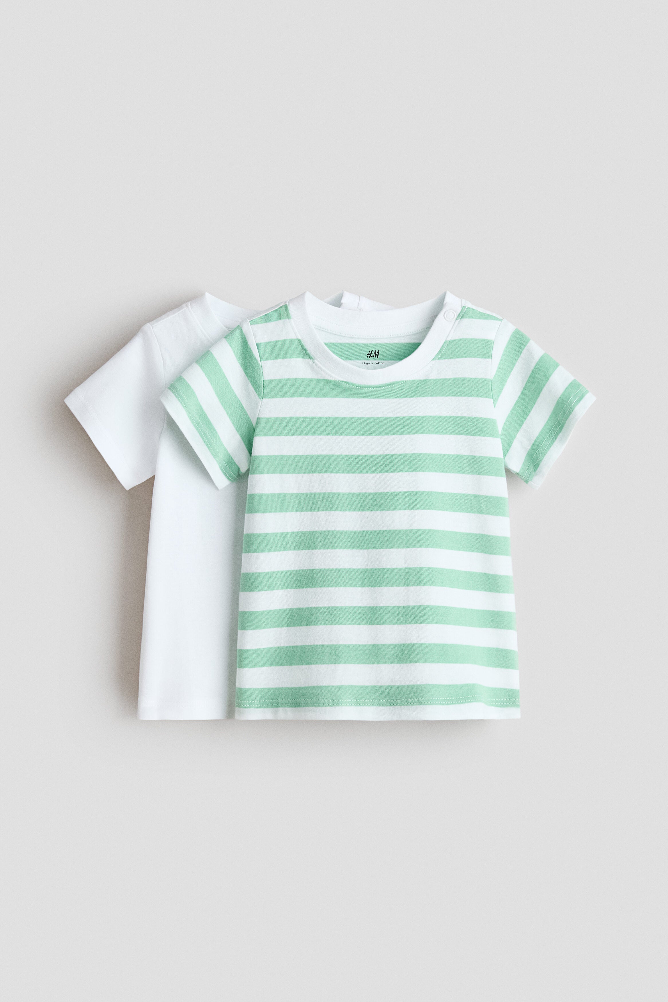 2-pack cotton T-shirts - Light Green White 0 / 12-18 Months