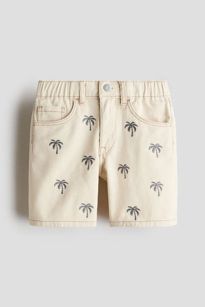 Embroidered twill shorts