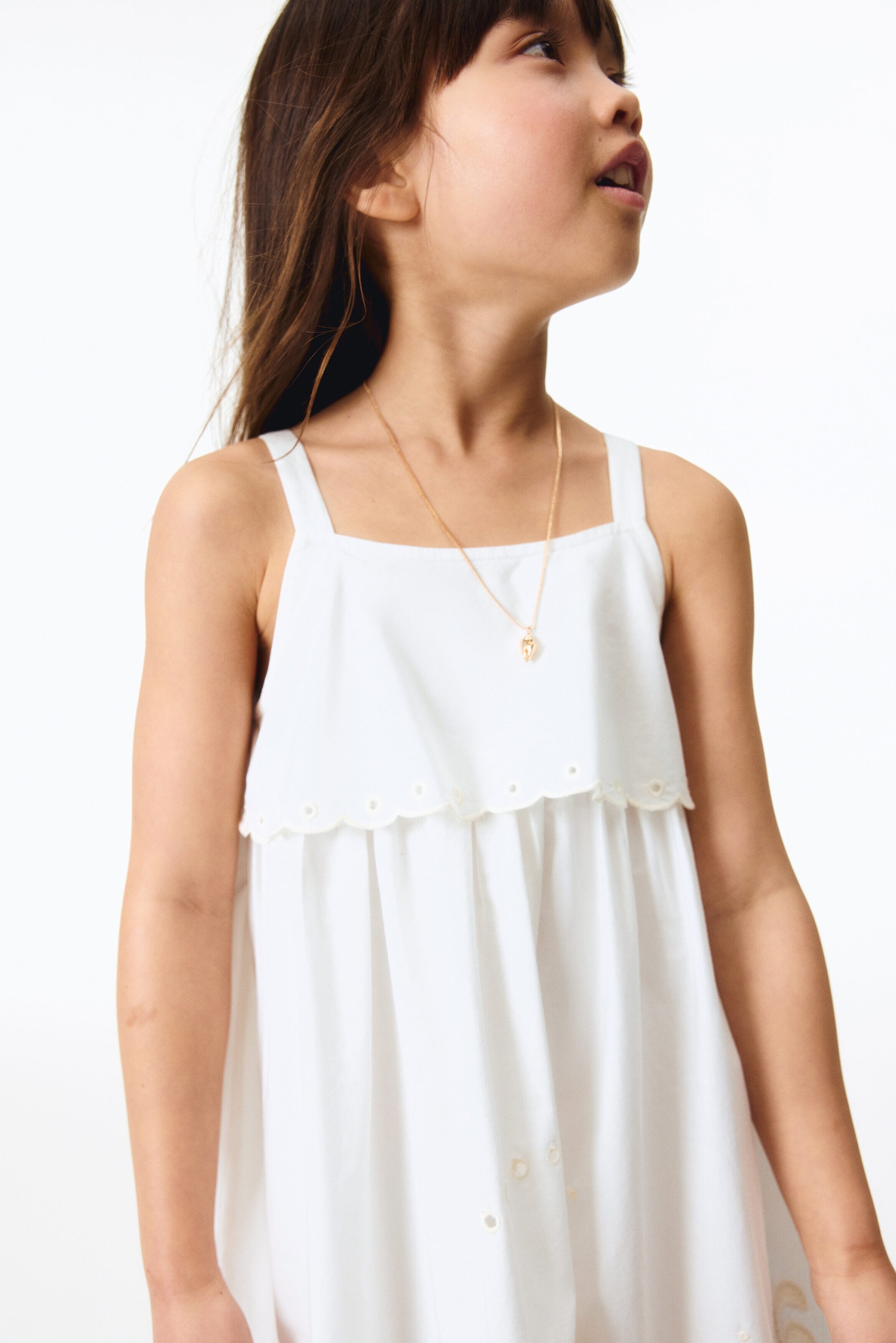 Embroidered strappy dress - White Palm Trees / 1.5-2 Years