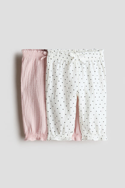 2-pack cotton muslin trousers - 2Y