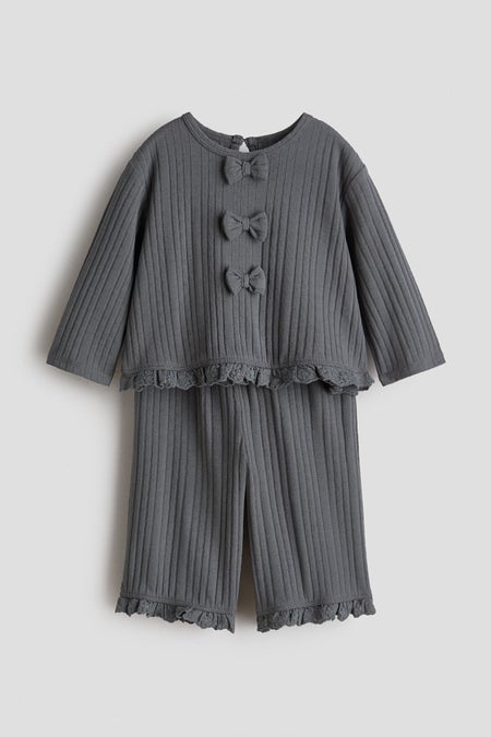 2-piece knitted bow-detail set