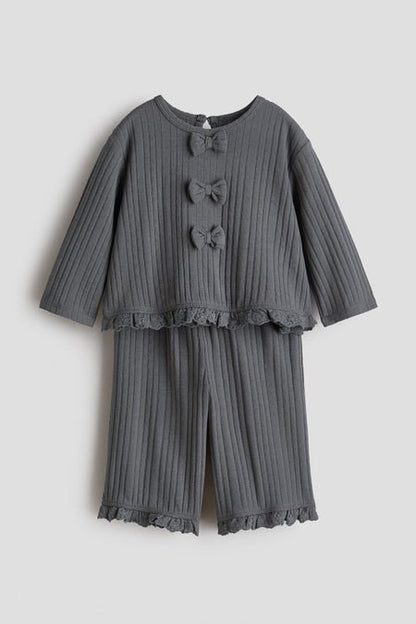 2-piece knitted bow-detail set