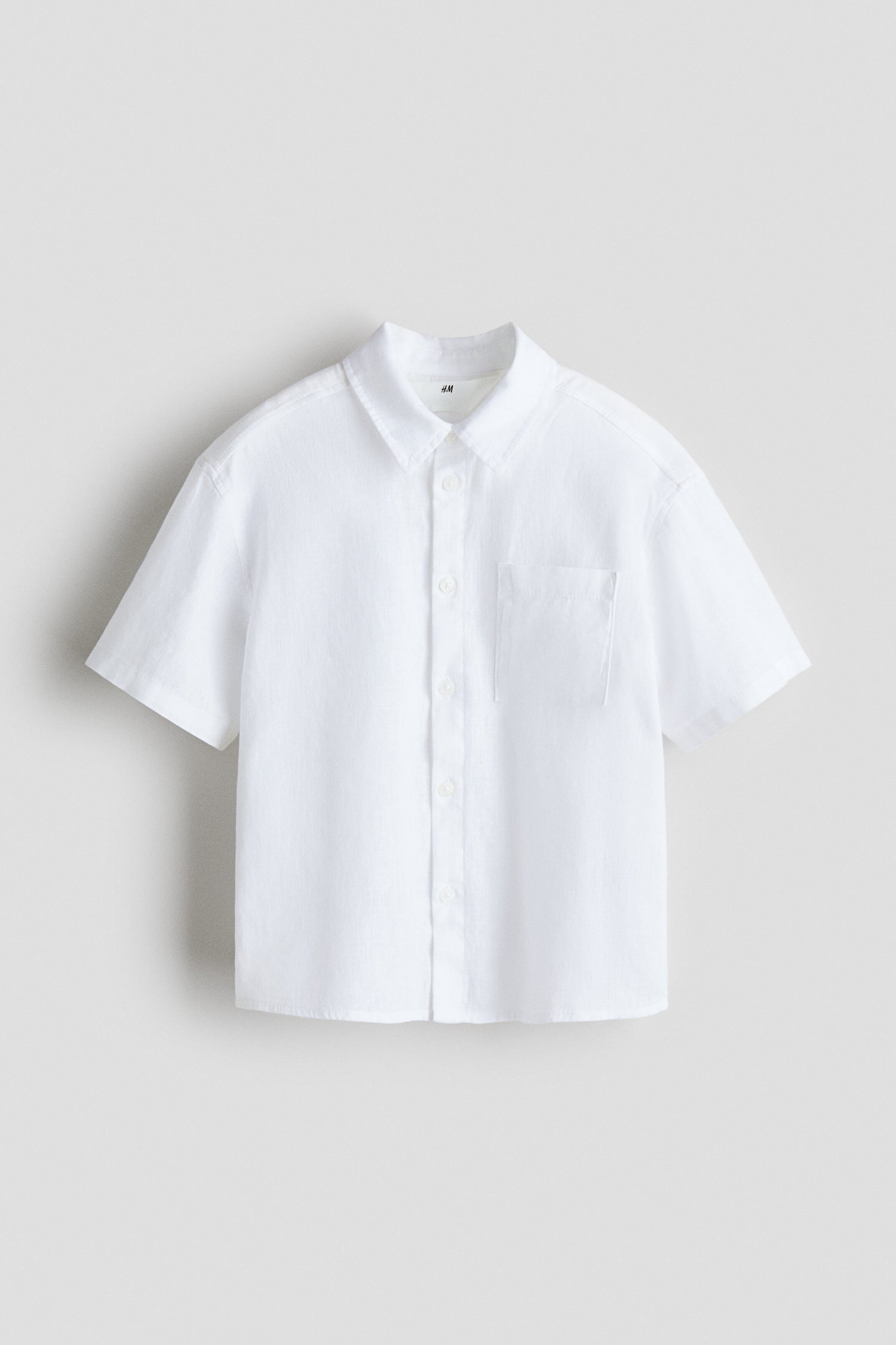 Short-sleeved linen-blend shirt - White 0 / 1.5-2 Years