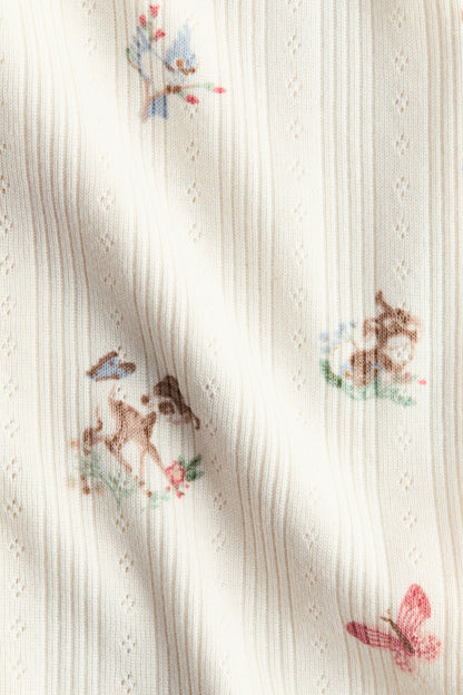 Printed pointelle sleepsuit