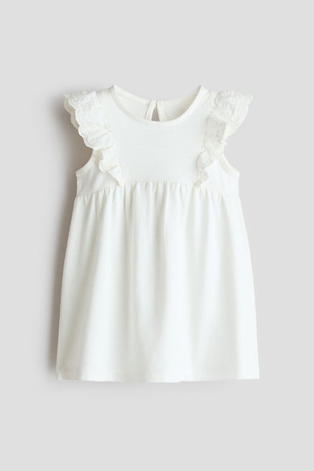 Frill-trimmed cotton dress