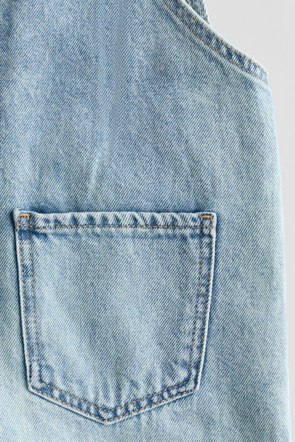 Denim dungaree shorts
