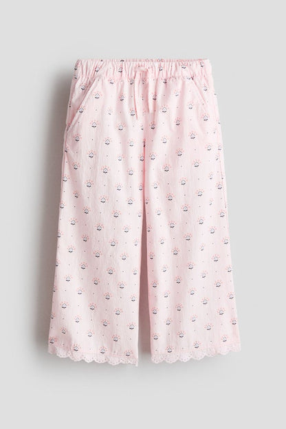 Lace-trimmed seersucker trousers