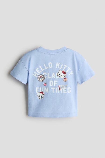 Print-motif cotton T-shirt