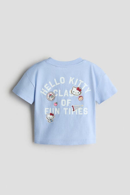 Print-motif cotton T-shirt
