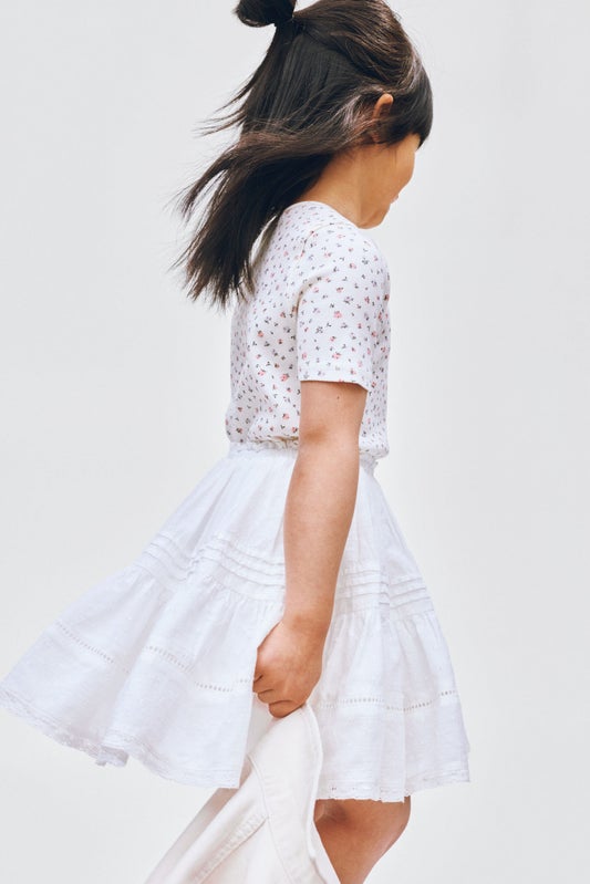Pintucked cotton skirt