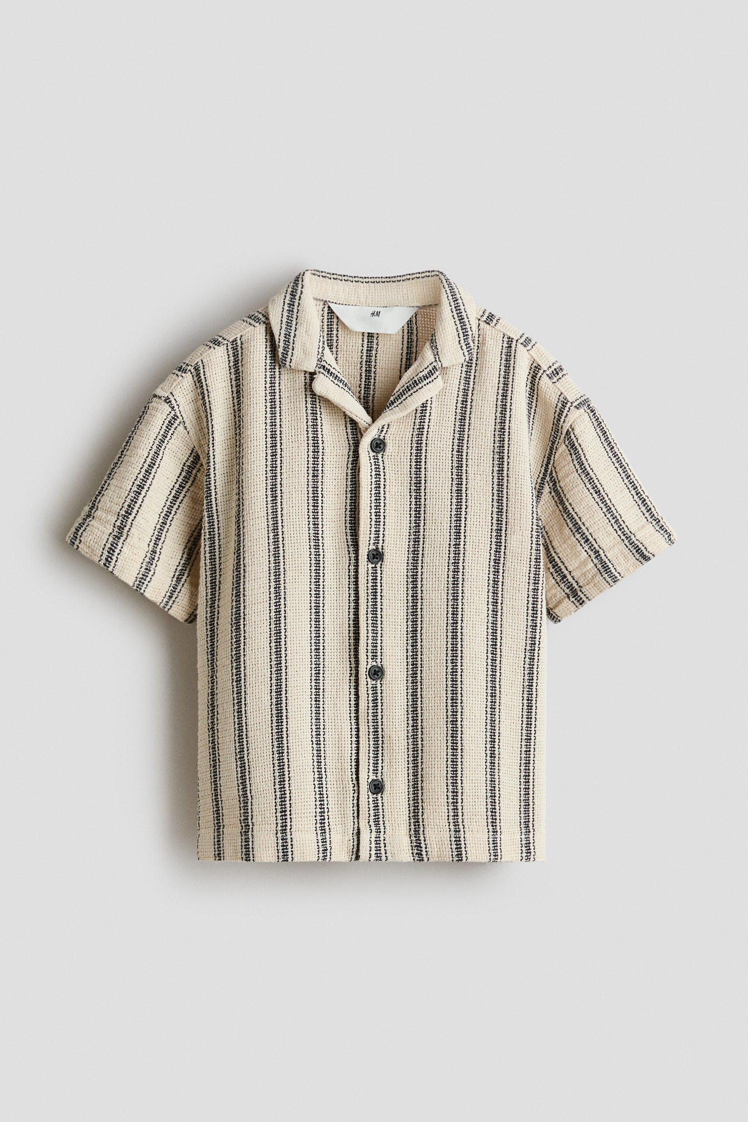 Textured resort shirt - Light Beige Striped / 1.5-2 Years