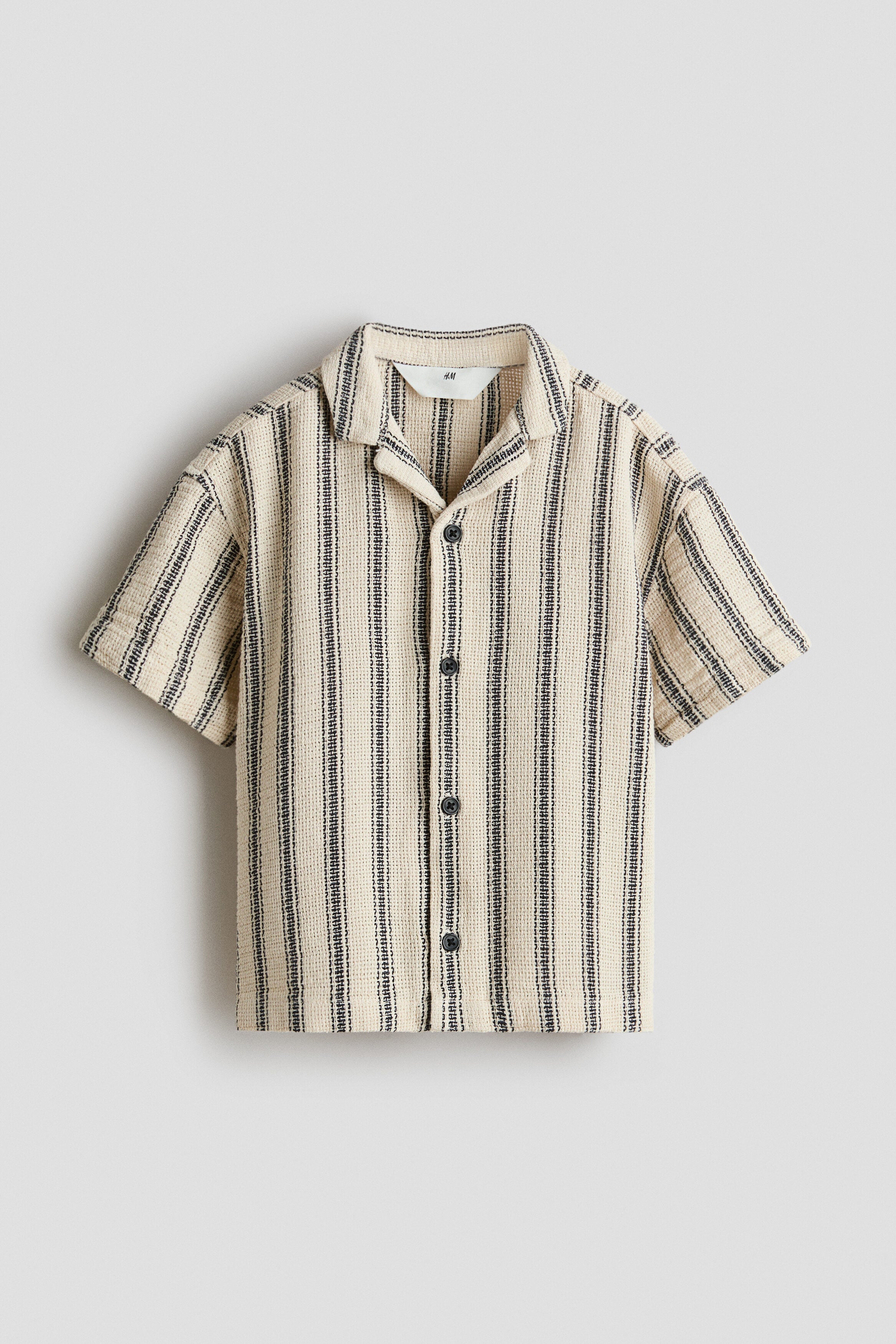 Textured resort shirt - Light Beige Striped / 1.5-2 Years