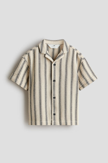 Textured resort shirt - Light Beige Striped / 1.5-2 Years