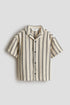 Textured resort shirt - Light Beige Striped / 1.5-2 Years