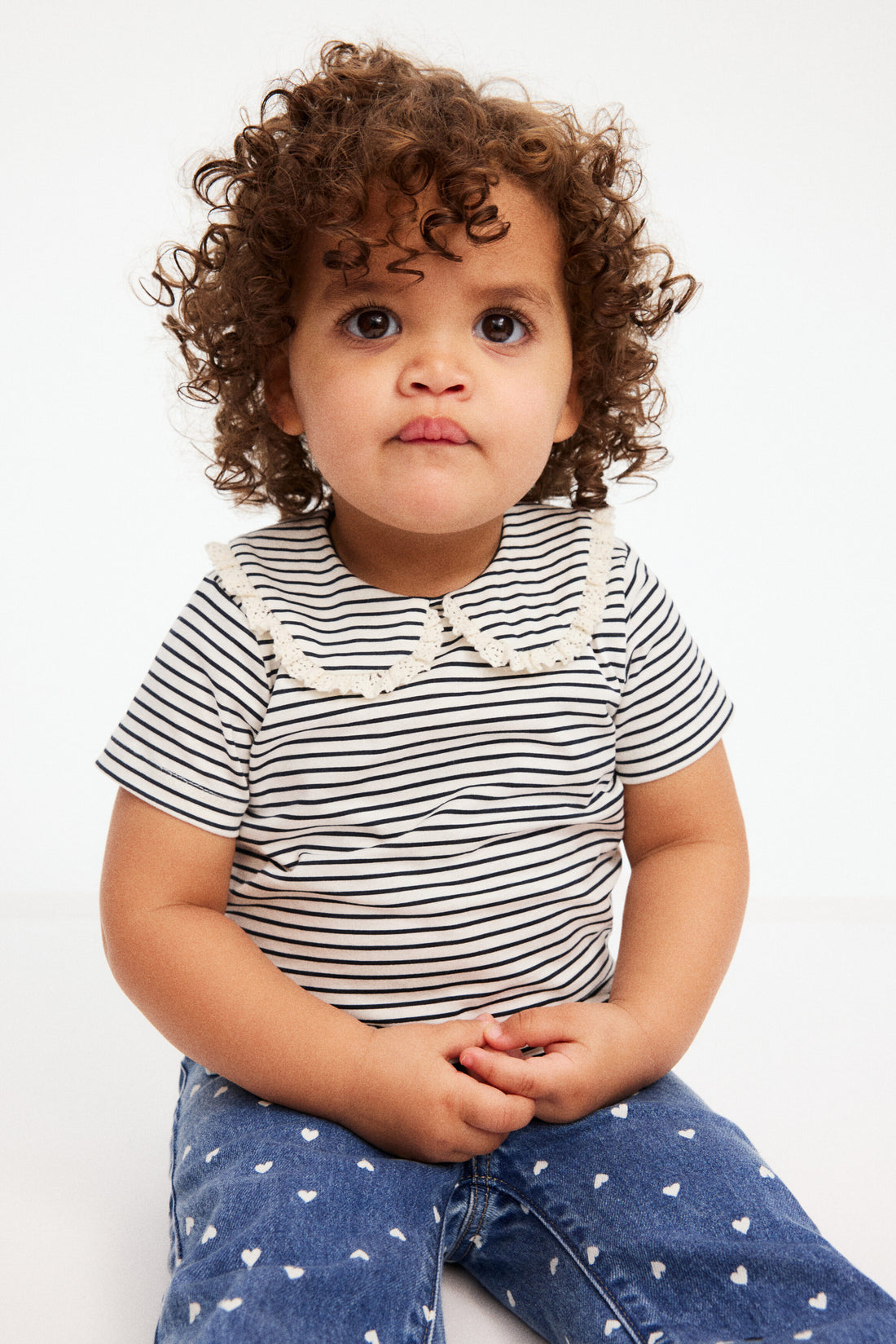 2-pack collared cotton tops - Cream Grey Striped / 12-18 Months
