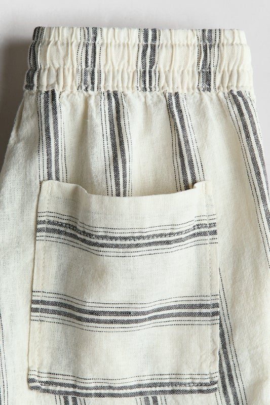 Linen-blend drawstring shorts