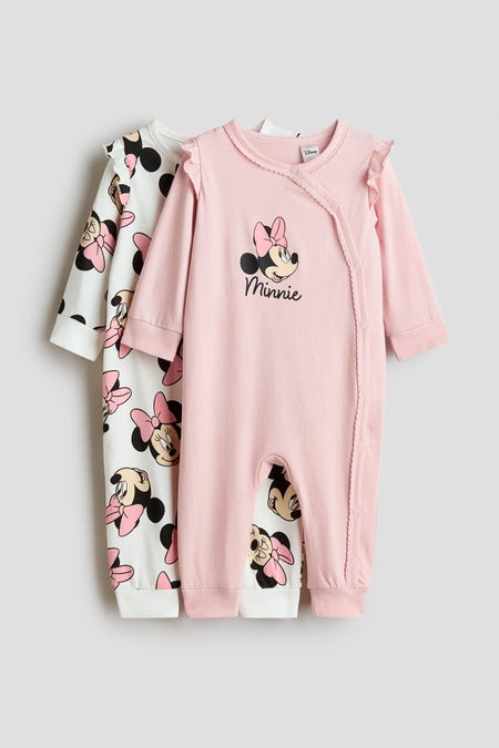 2-pack printed cotton sleepsuits