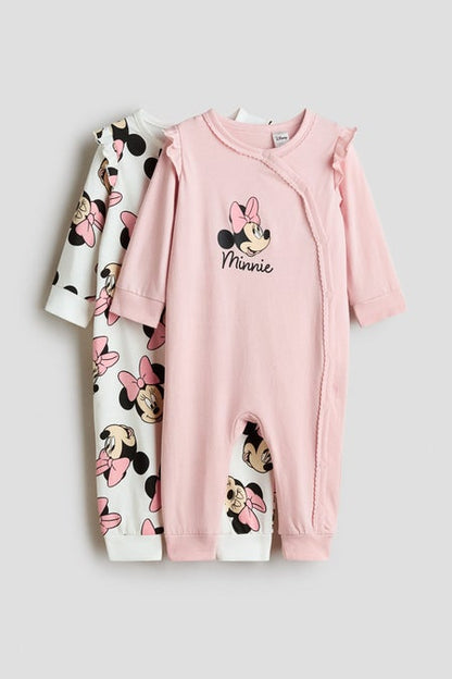 2-pack printed cotton sleepsuits