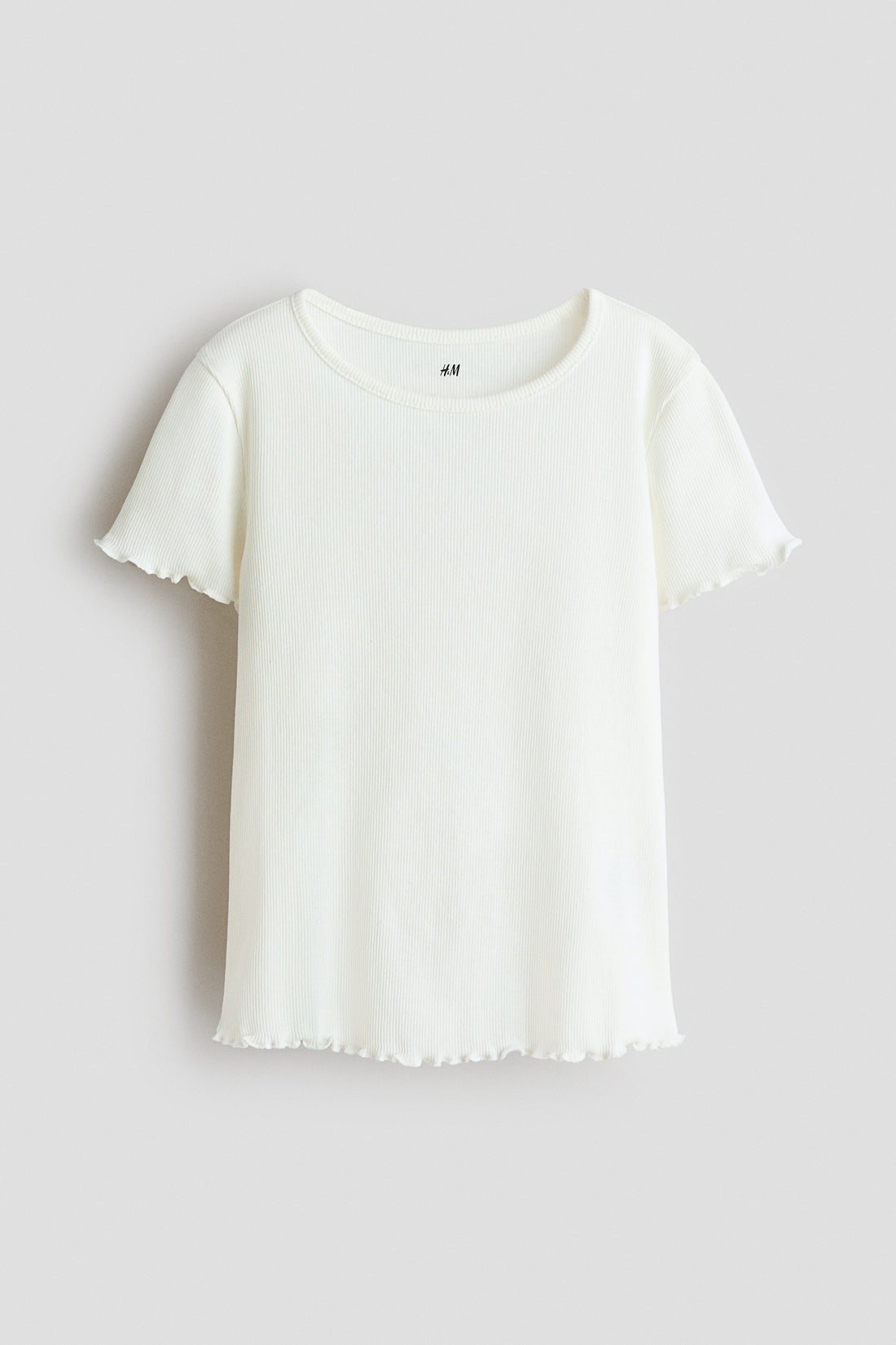 Overlocked ribbed T-shirt - Cream / 4-6 Years