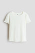 Overlocked ribbed T-shirt - Cream / 4-6 Years