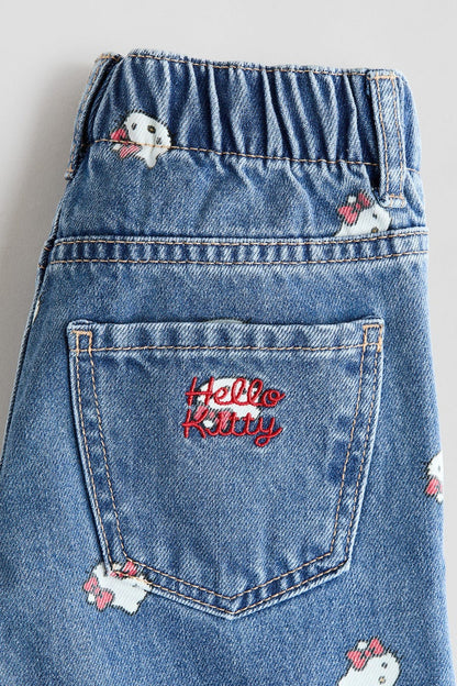Printed Wide Leg Jeans Image 3 of 3
